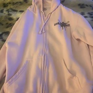 Pink tinkerbell sweatshirt size L that’s lightly worn but looks new